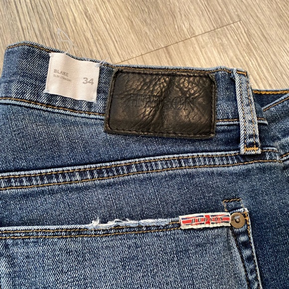 Hudson Blake Slim Straight Jeans Mens Size 34 Blue Denim Pockets Stretch - Picture 4 of 8